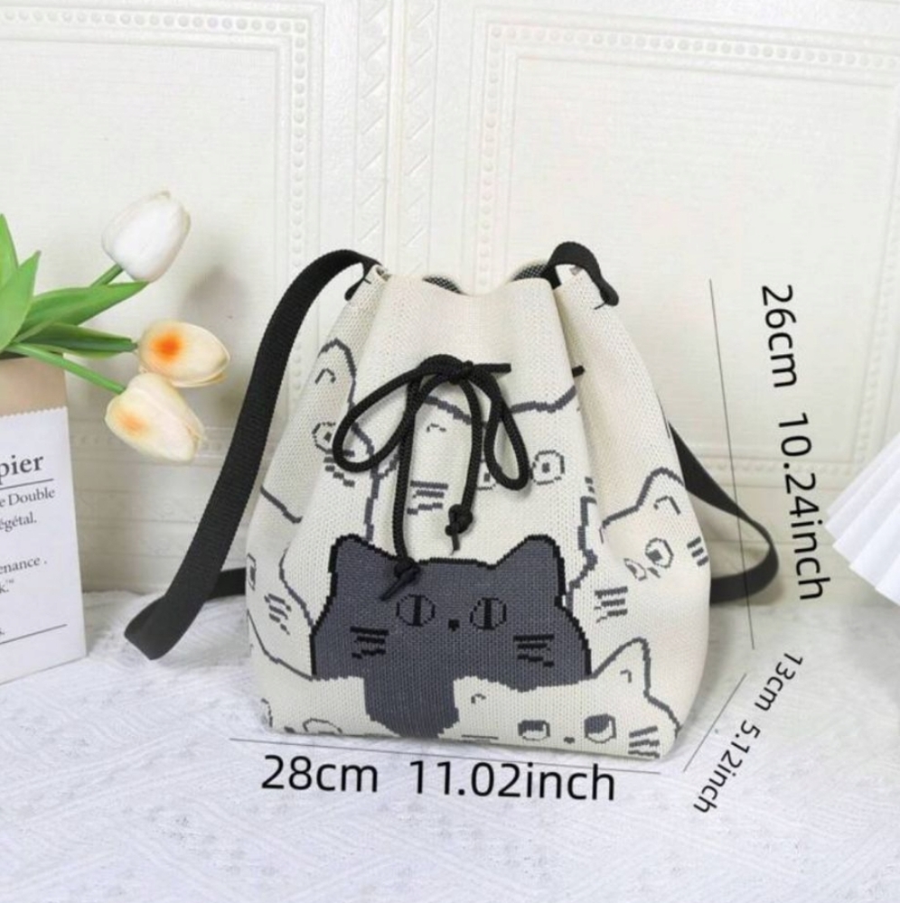 Cat Print Drawstring Bag - Picture 6 of 6